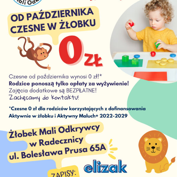 ŻŁOBEK MALI ODKRYWCY – ZAPRASZAMY DO ZAPISÓW!