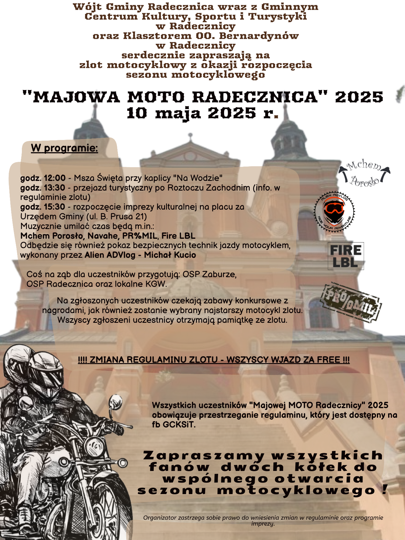 ZAPROSZENIE NA ROZPOCZĘCIE ZLOTU MOTOCYKLOWEGO