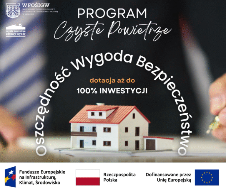 Plakat informujący o programie Czyste powietrze