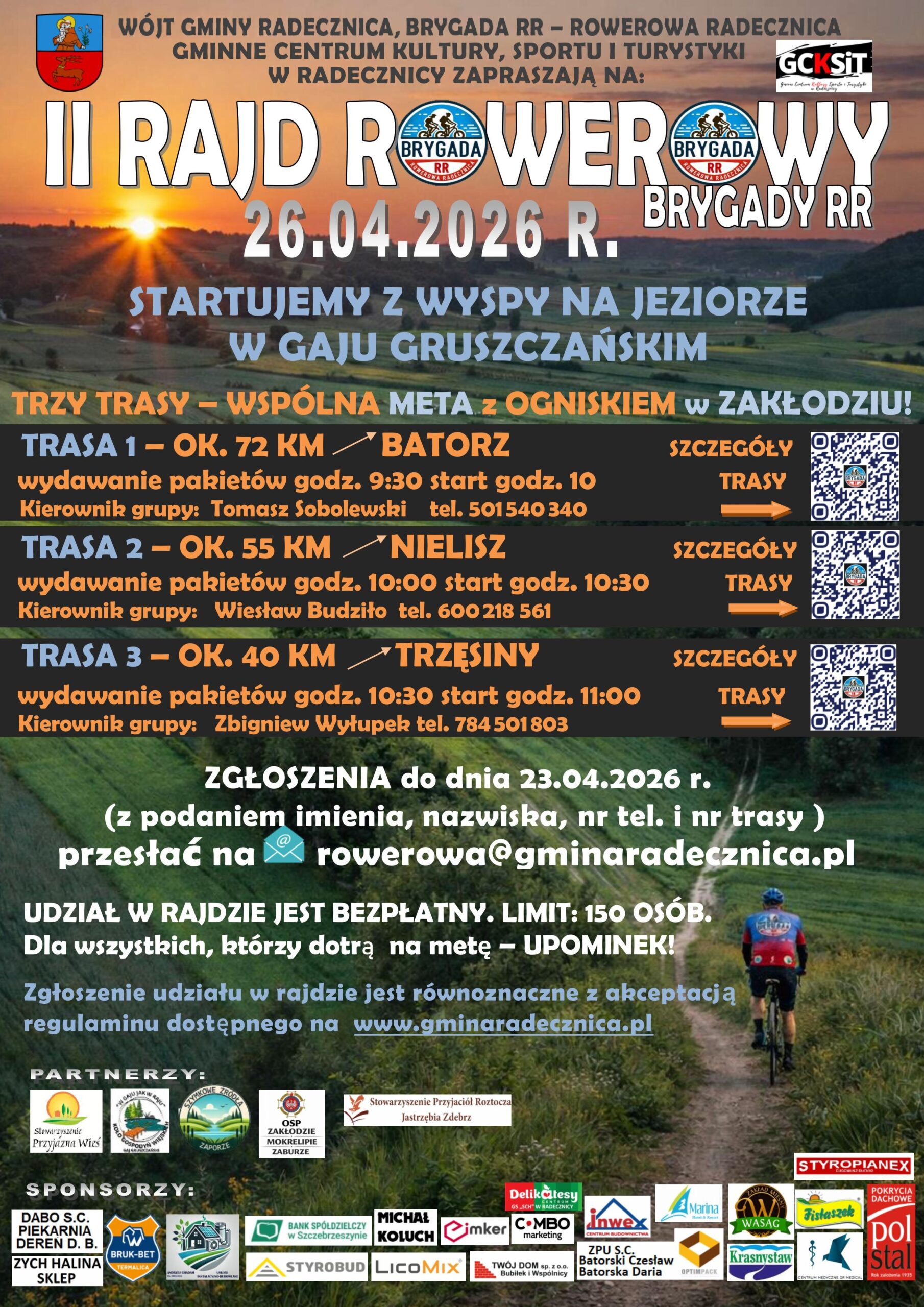 plakt informujący o rajdzie rowerowym