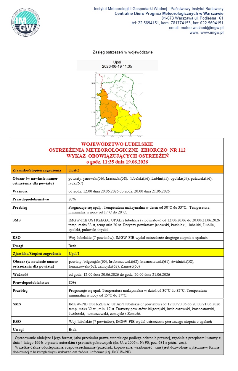 ostrzeżenie meteorologiczne