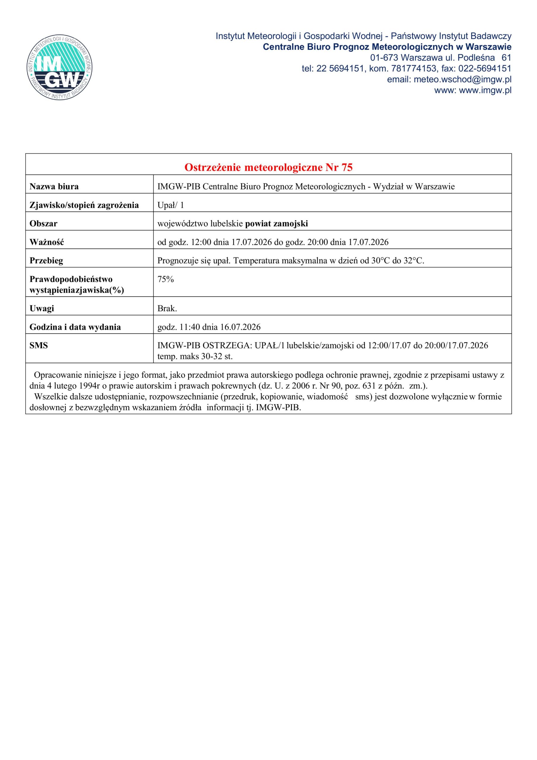Ostrzeżenie meteorologiczne