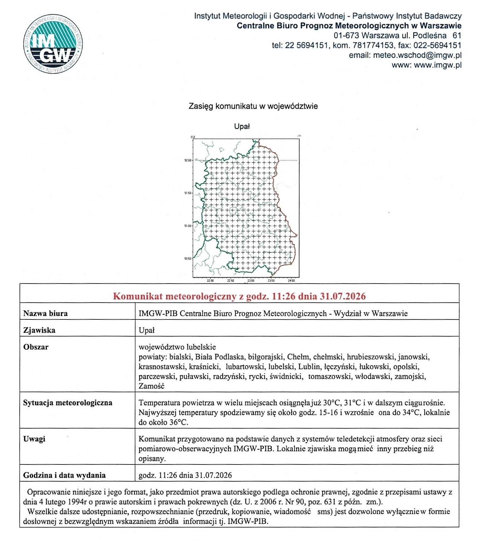 Komunikat meteorologiczny
