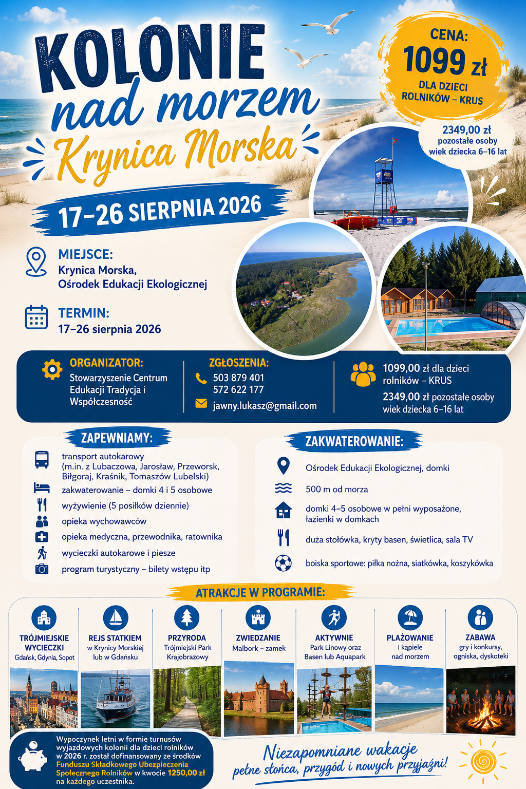 Plakat dotyczący oferty KRUS dla dzieci rolników