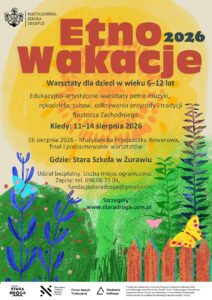 Plakat informujący o warsztatach dla dzieci w wieku 6-12 lat