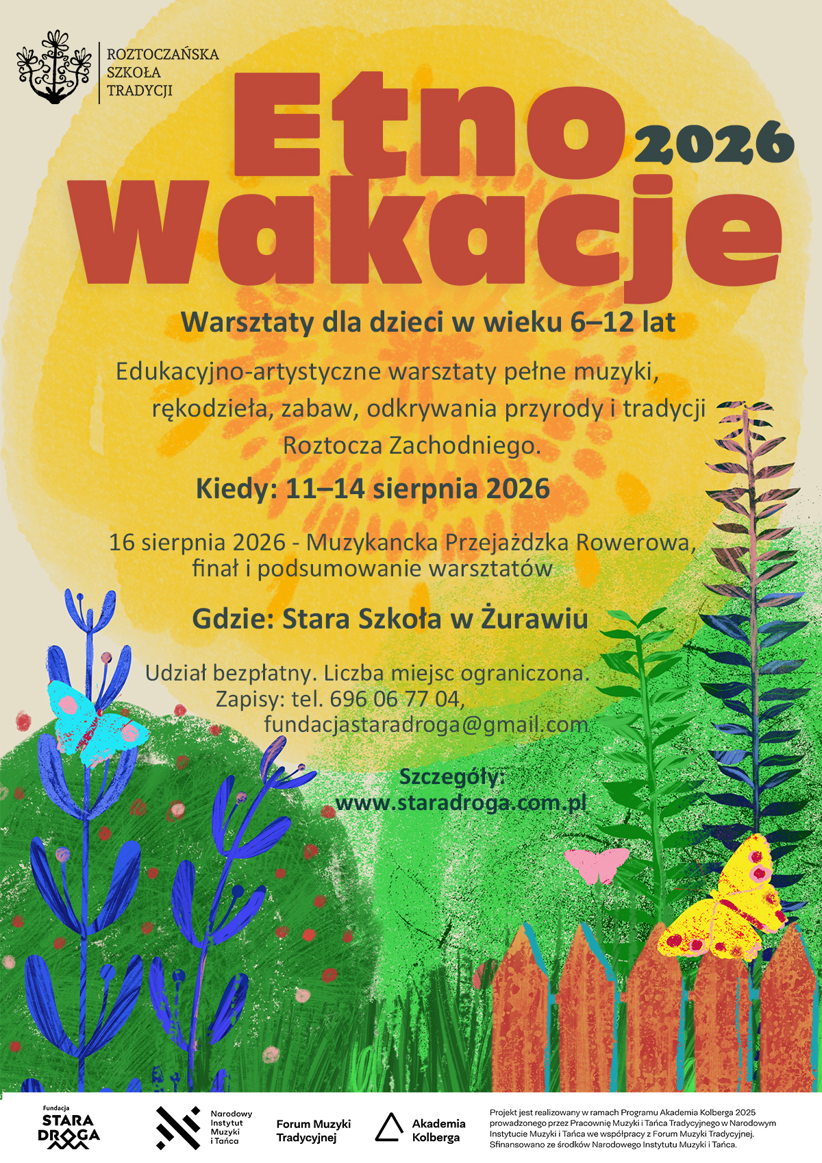 Plakat informujący o warsztatach dla dzieci w wieku 6-12 lat